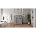 Jeffrey Alexander 36In. Gry Katara Vanity, Left Offset, Boulder Vanity Cultured Mrbl Vanity Top, Undrmnt Rctngl Bowl VKITKAT36GRBOR